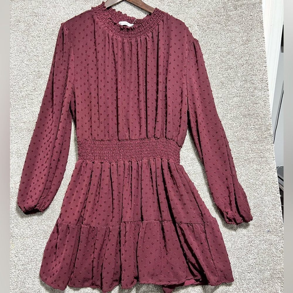 Culture Code Woman’s Burgundy Knee Length Dot Dress plus Size 2X New NWT